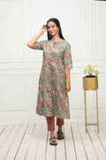 Myshka Women Multi Solid Cotton A-Line Round Neck Kurtas