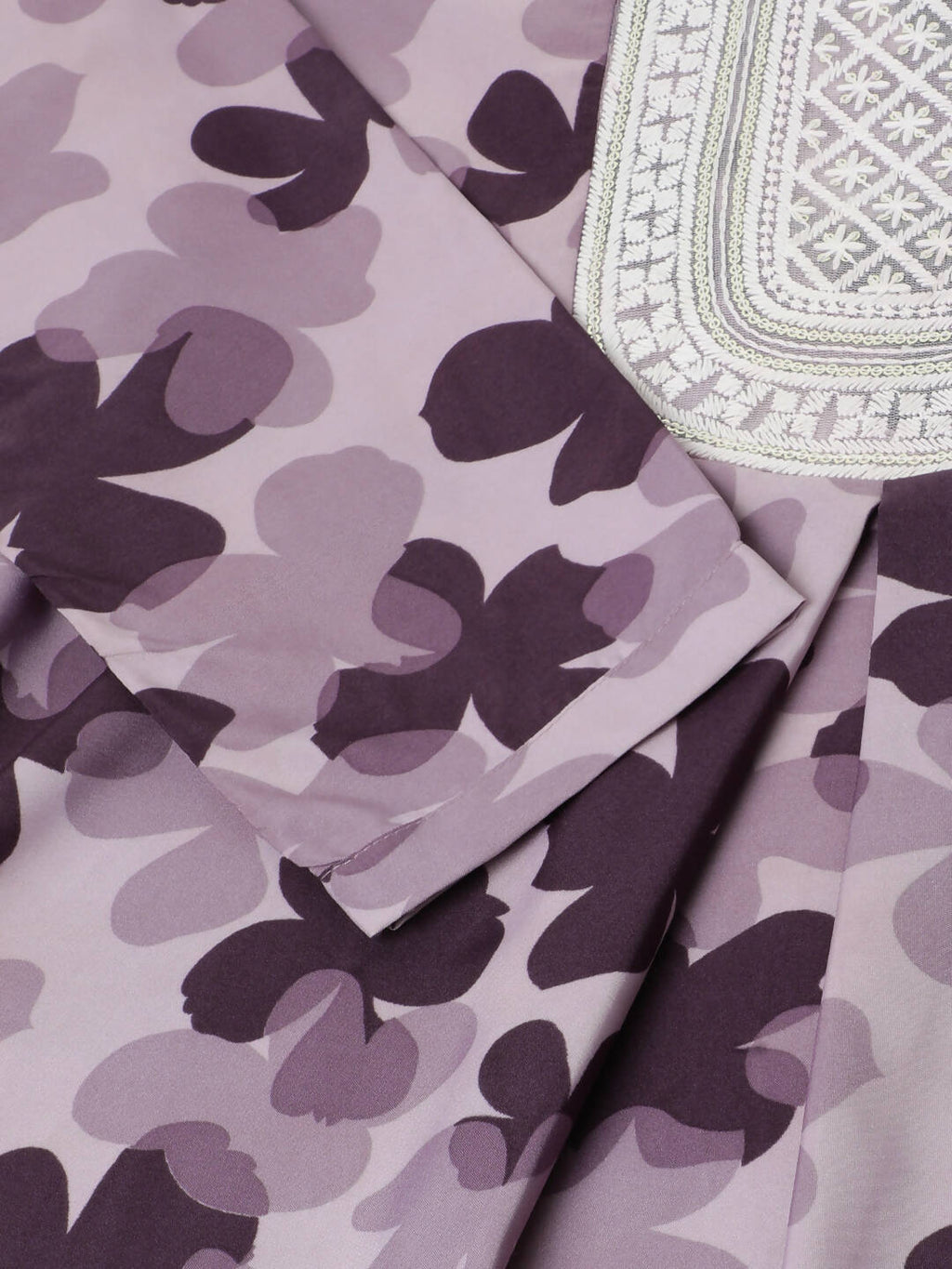 Purple Poly Crepe Digital Printed Top with Matching Bottom - Preeti