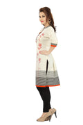 Snehal Creations Contemporary Beauty Off White Cotton Short Tunic For Women