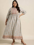 Juniper Women`s Grey Rayon Fusion Wear Printed A-line Dress