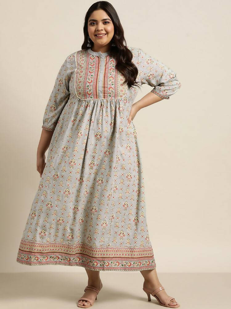 Juniper Women`s Grey Rayon Fusion Wear Printed A-line Dress