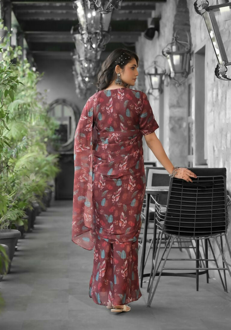 stylish Casual Brown Imported georgette Ready to Wear Fancy Saree - Ashwini