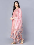 Myshka Women Peach-Coloured Layered Kurta with Trousers With Dupatta