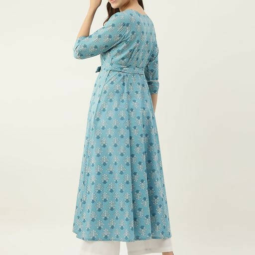 FIORRA Women's Sky Blue Cotton Kurta