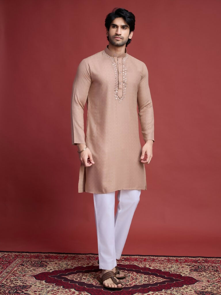 Vastranavya Exclusive Festival Wear Viscose Mirror Work on Self Weaving Kurta Only