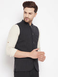 Even Apparels Black Merino Men Woven Nehru Jacket