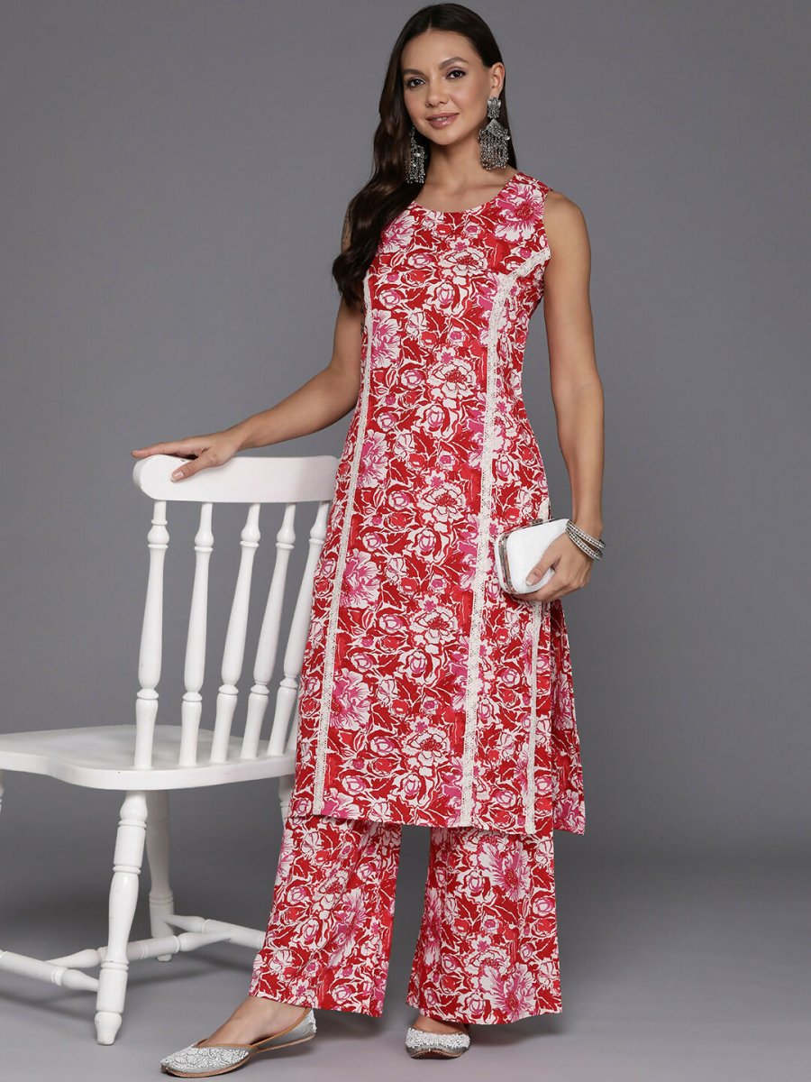 Ahalyaa Women's Traditional wear Kurta Set - Red