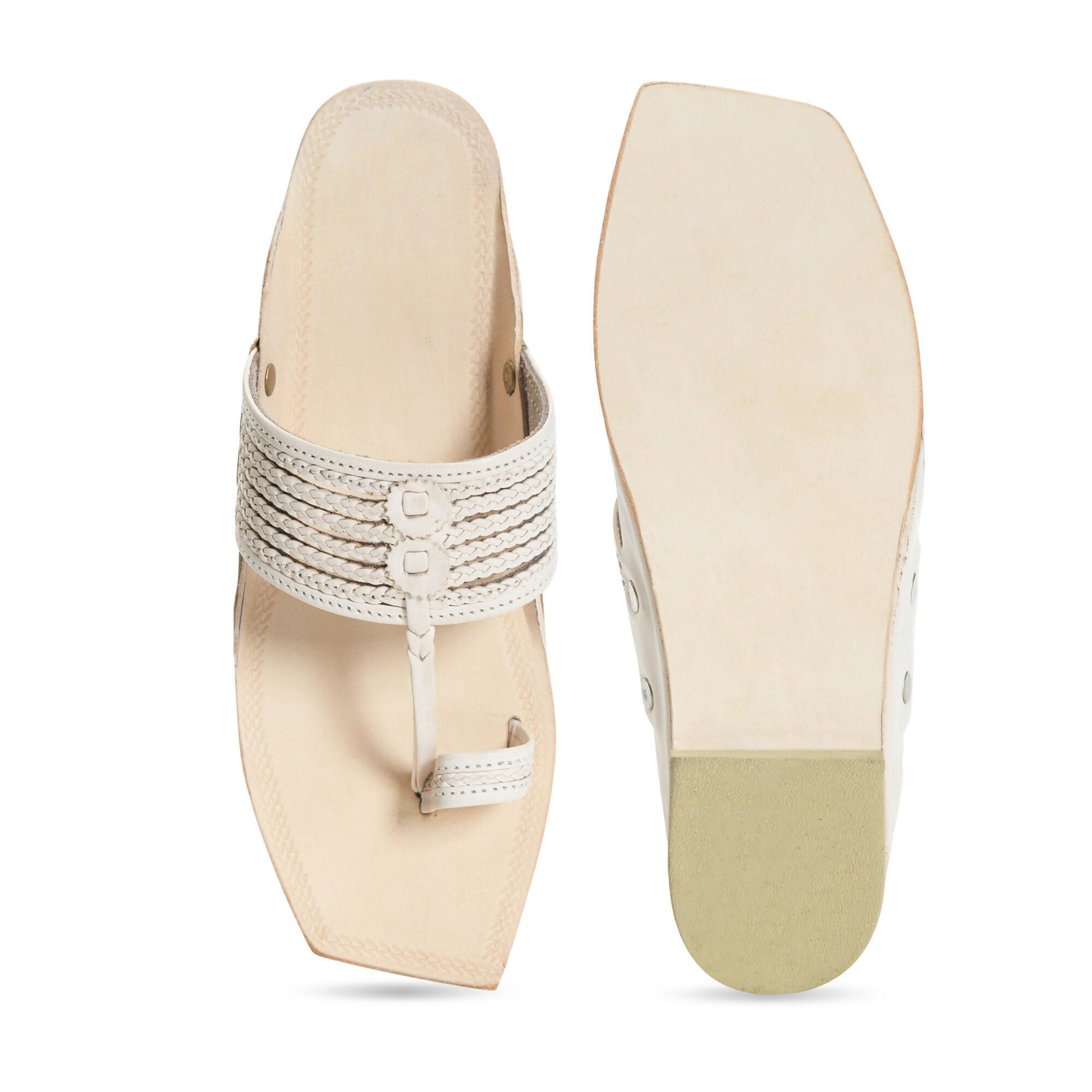 Stepsoft Men'S Natural Square Toe Kolhapuri Chappal | Original Handcrafted Leather Ethnic Slippers