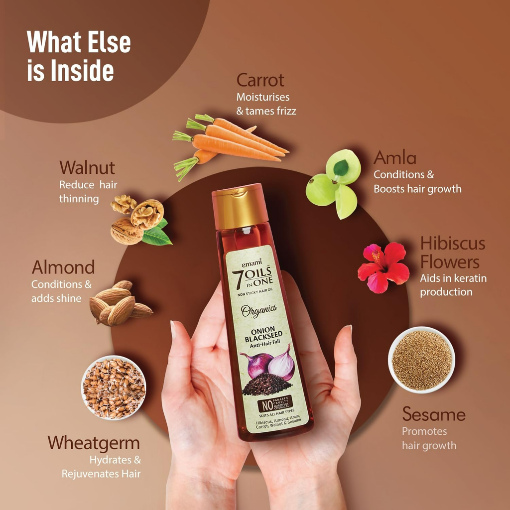 Emami 7 Oils In One Organics Onion Blackseed Hair Oil