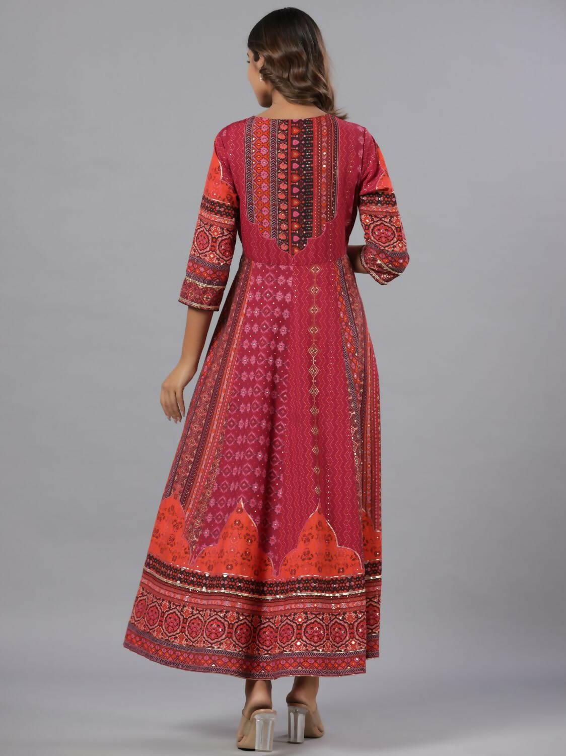 Juniper Women Plum Silk Printed Maxi Dress