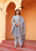 Alvano Alvano Women's 3Pcs Straight Kurti Set Printed Rayon