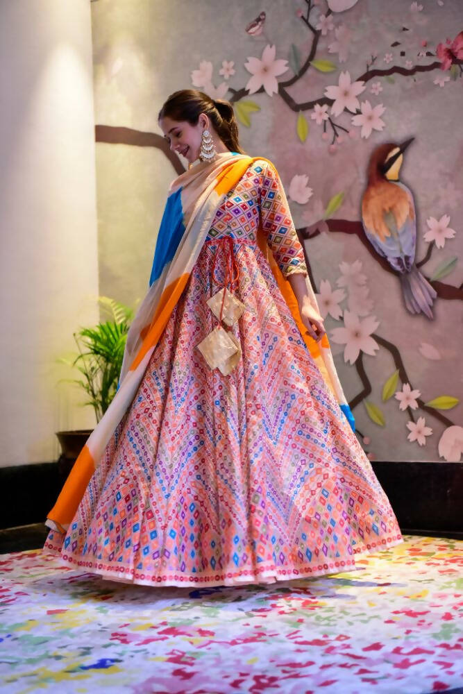 Everywhere Designer Offwhite With Multi Silk Cotton Stitched Suit With Dupatta - Anbazaar
