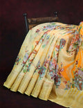 Vibrant Combination Of Light Yellow With Floral Design Semi Chanderi Saree By Gayathri Reddy Designer Studio