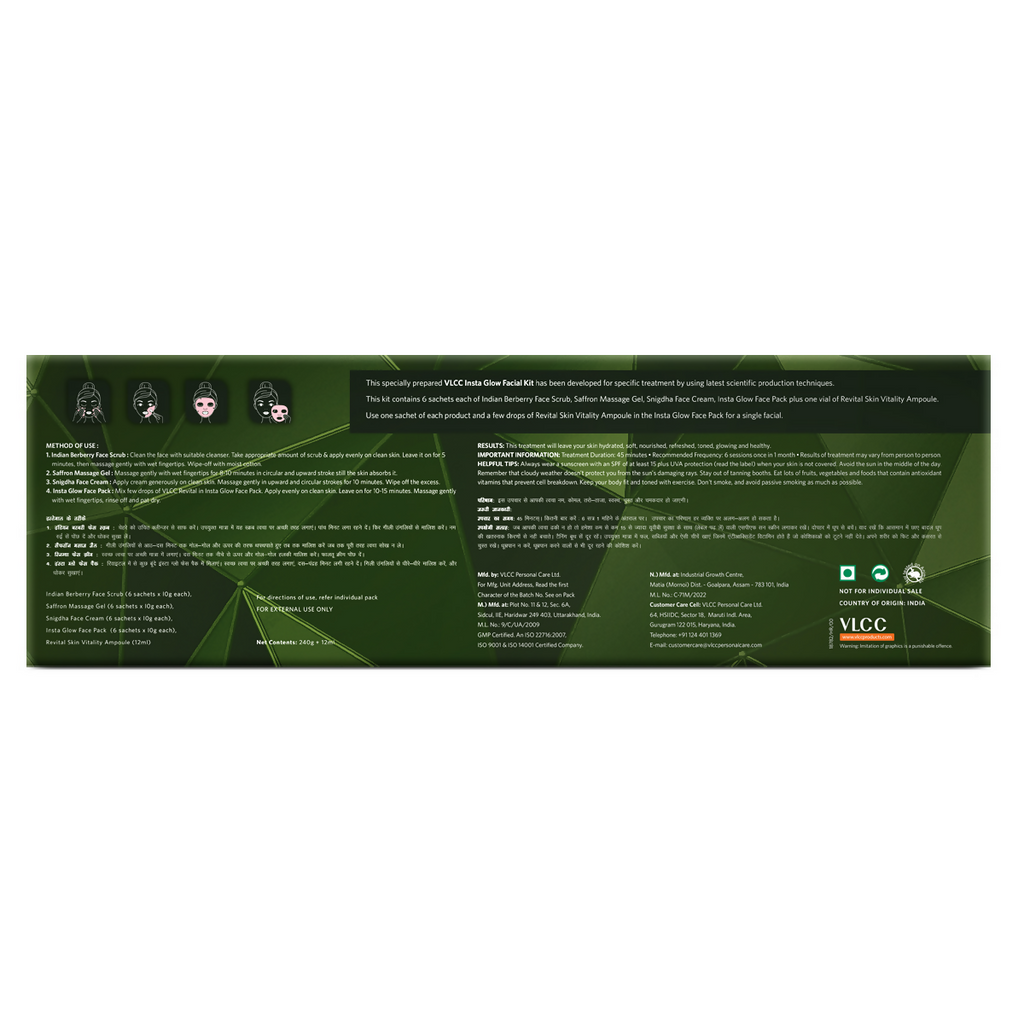 VLCC Salon Series Insta Glow Facial Kit (6 Facials) For Premature Ageing, Youthful Glow Facial Kit