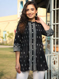 Juniper Women's Black Cambric Floral Printed Tunic