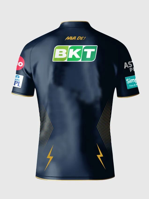 Gujarat Titans Men's Navy Blue And Gold Half Sleeves Jersey IPL, T20