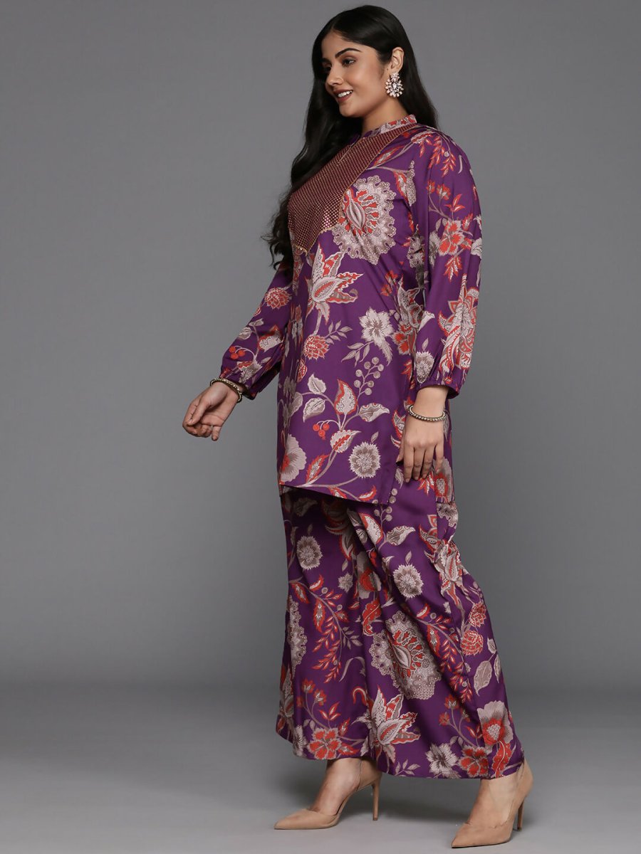 Ahalyaa Women's Traditional Wear Co-ords - Purple