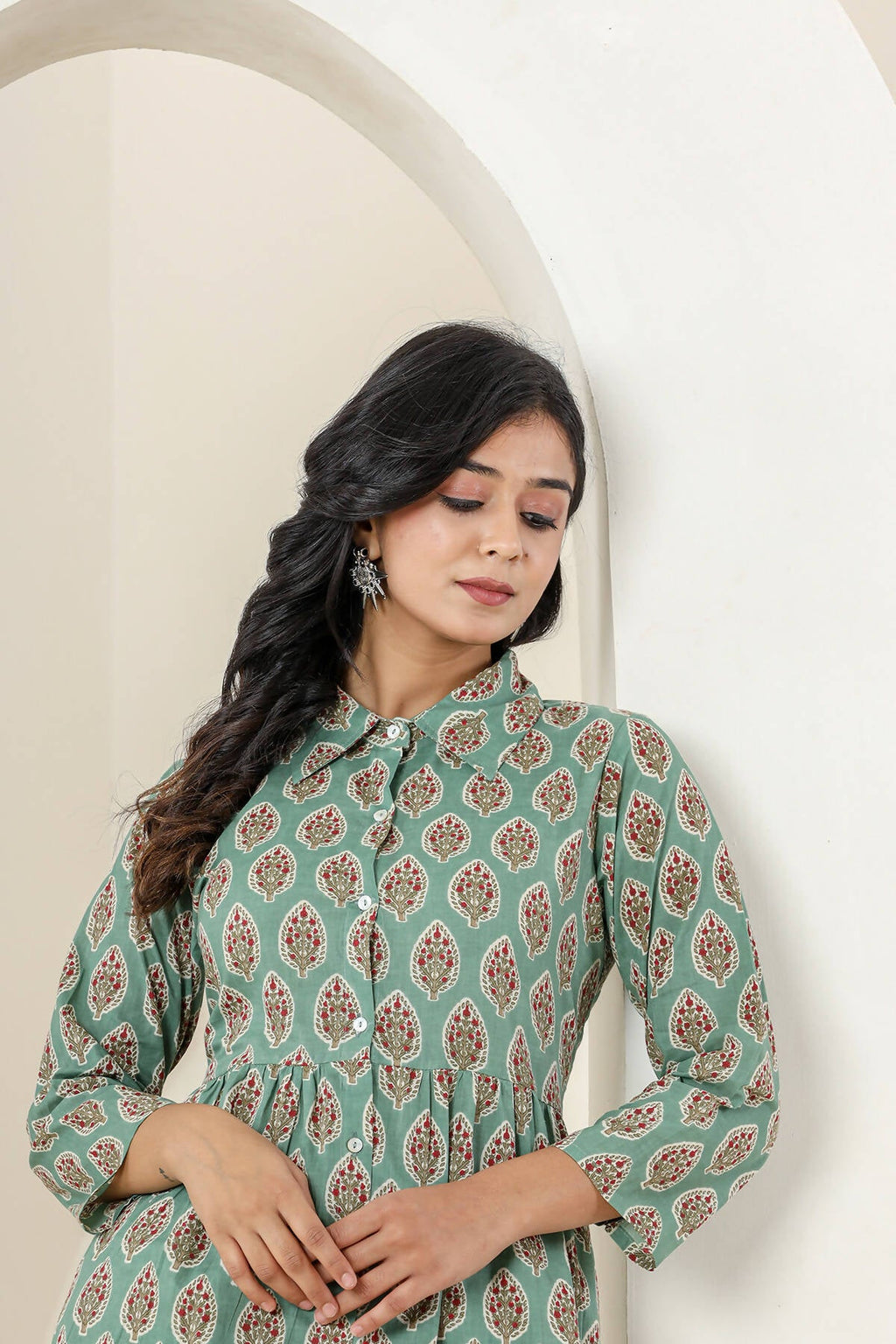 Kaajh Women's Green Printed Cotton Co-ord Set