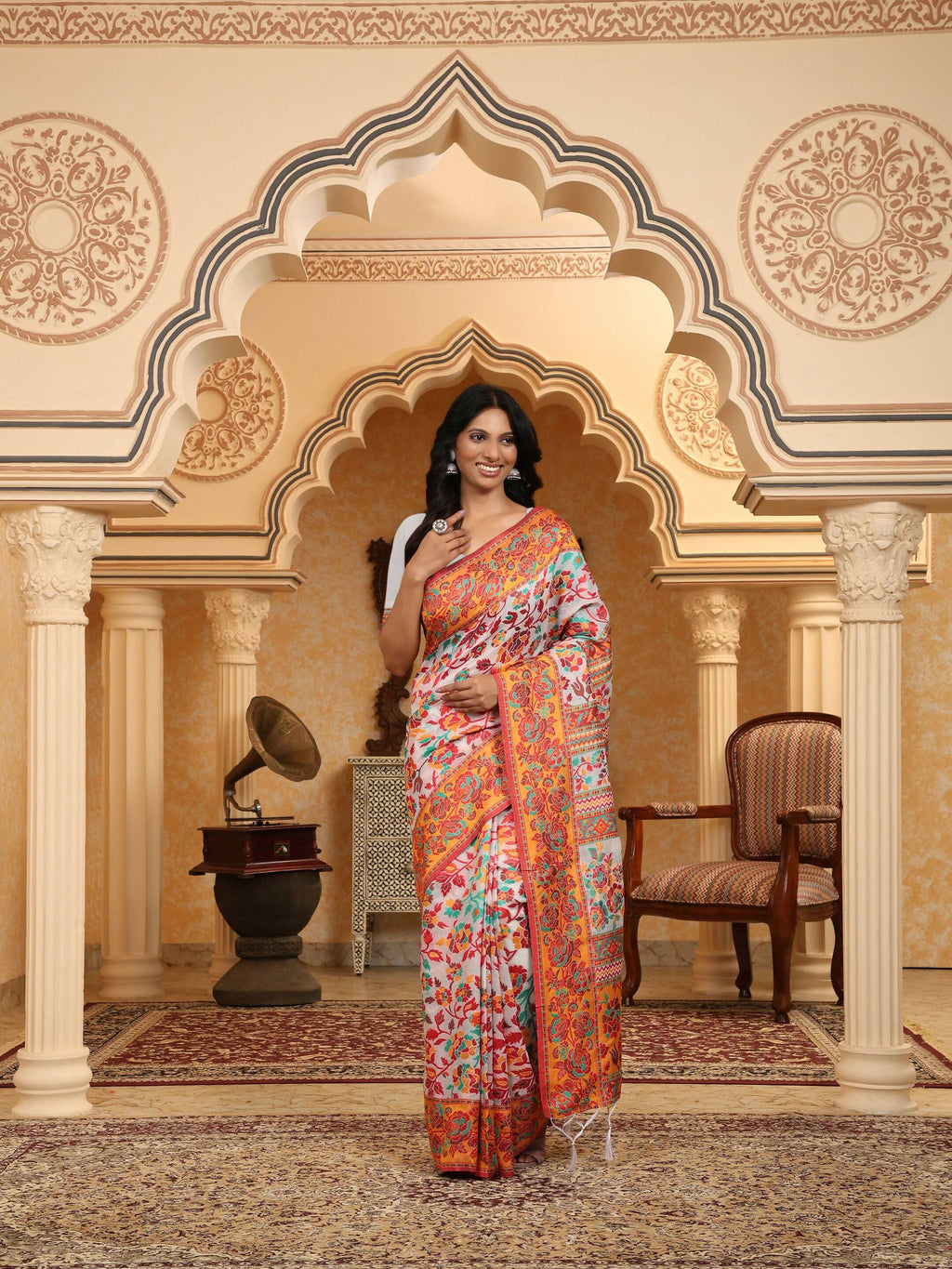 Shree Shyam Fashion Linen Cotton(Woven Work) Multicolour Saree