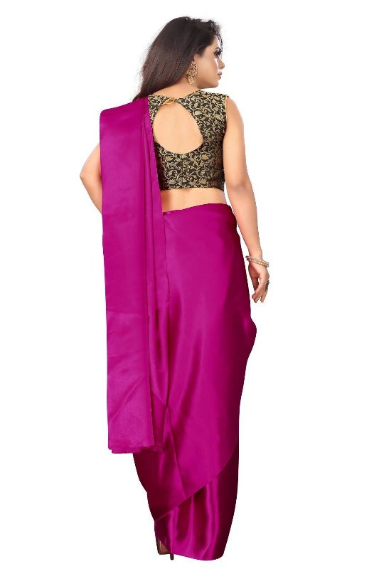 Vamika Pink Satin Designer Saree (PAVITRA RANI)