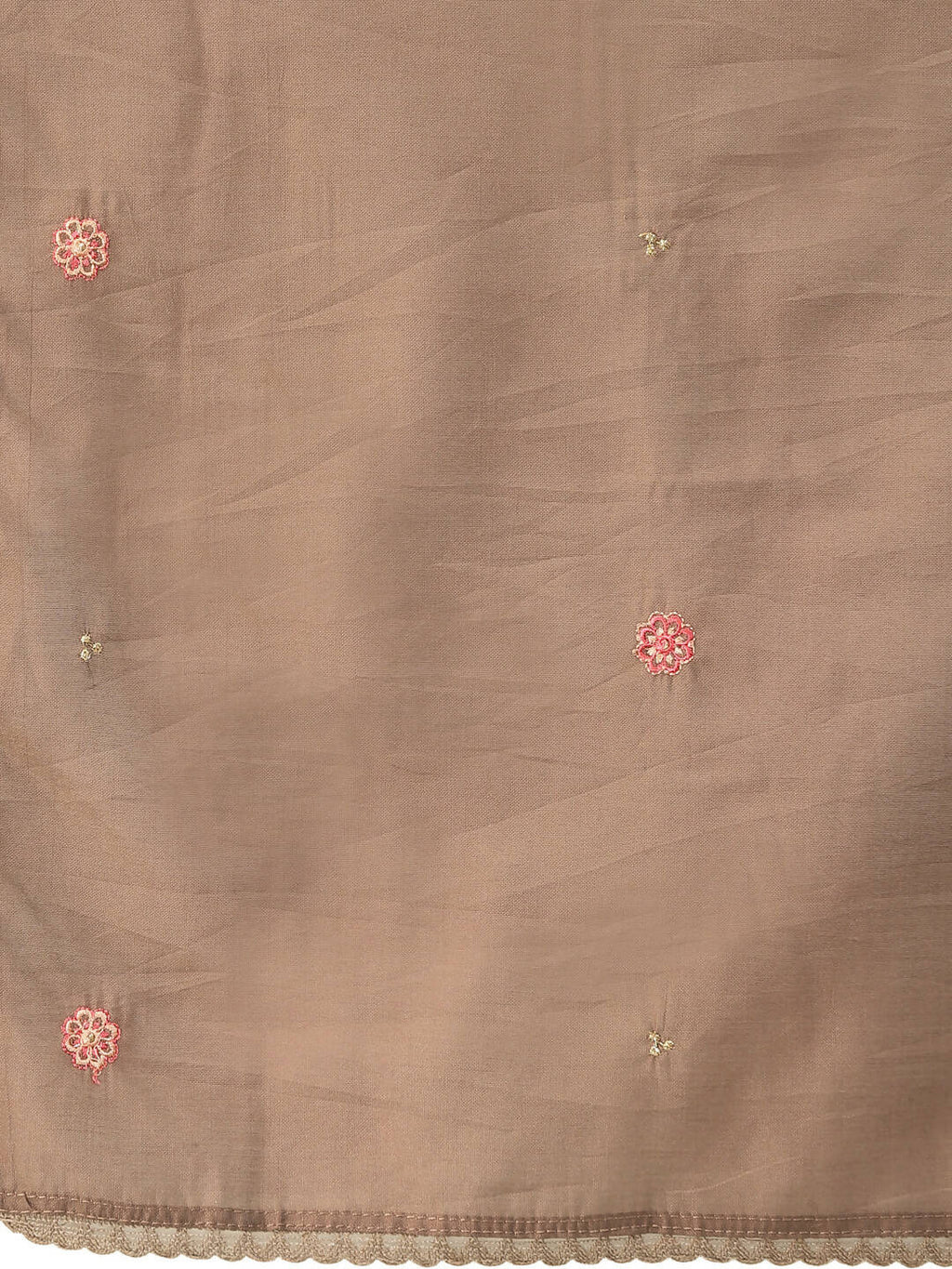 Brown Embroidered Chinon Straight Kurta With Trouser & Dupatta - Salimar