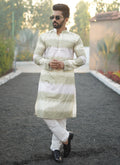 Prazu Fashion Mahendi Cotton Embroidered Shading Print Kurta