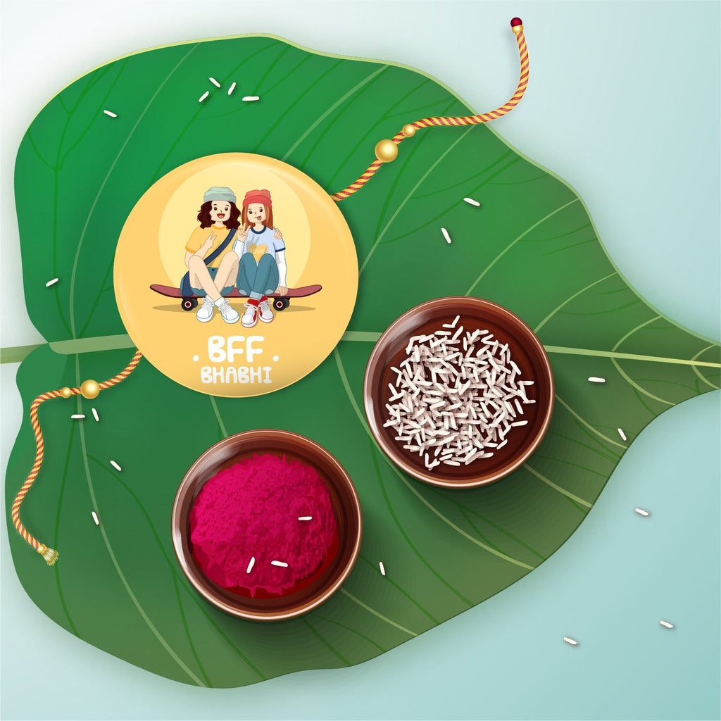 Indianvibez Bff Bhabhi Metal Rakhi/Lumba with Fridge Magnet - Kids Rakhi