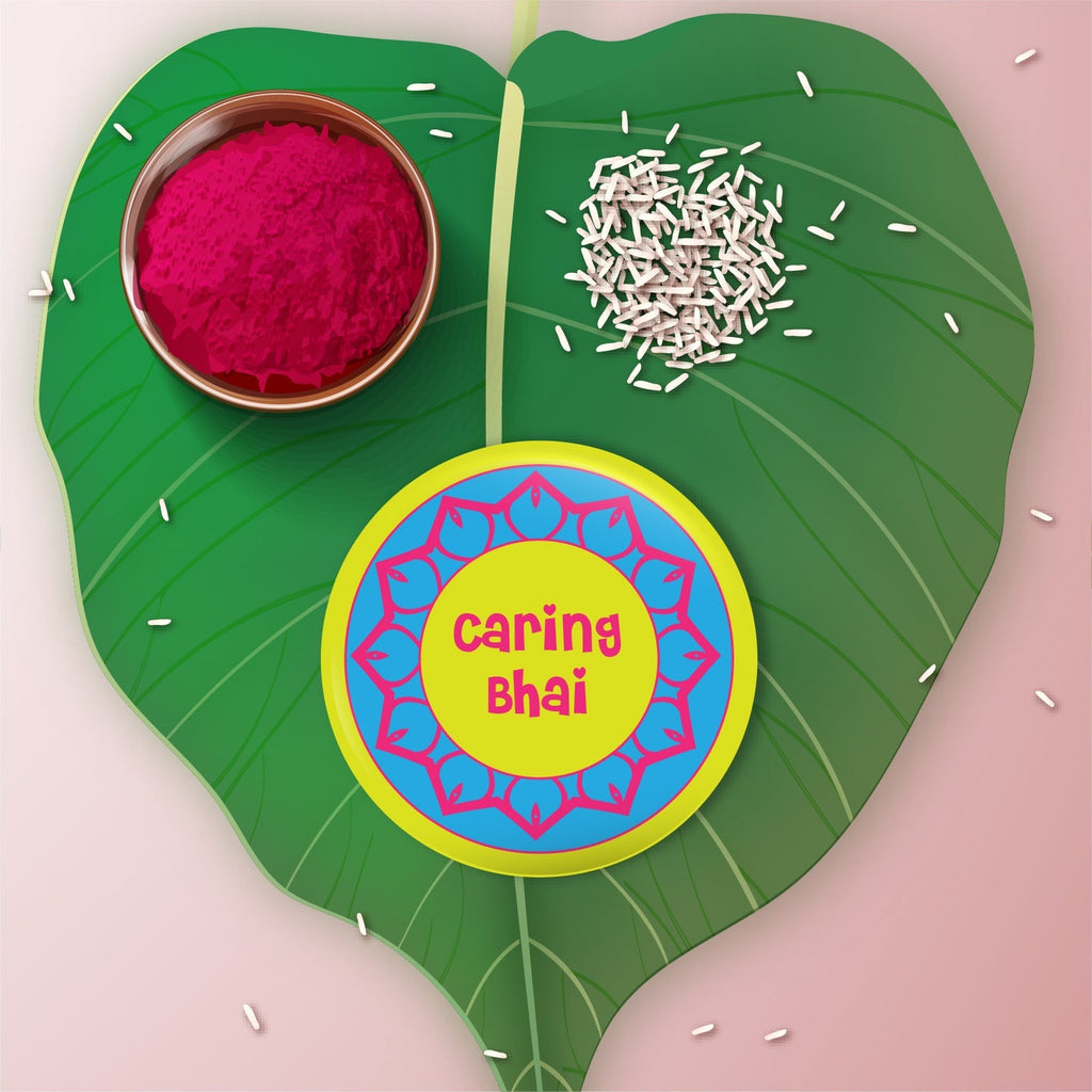 Indianvibez Caring Bhai Metal Rakhi with Fridge Magnet - Kids Rakhi