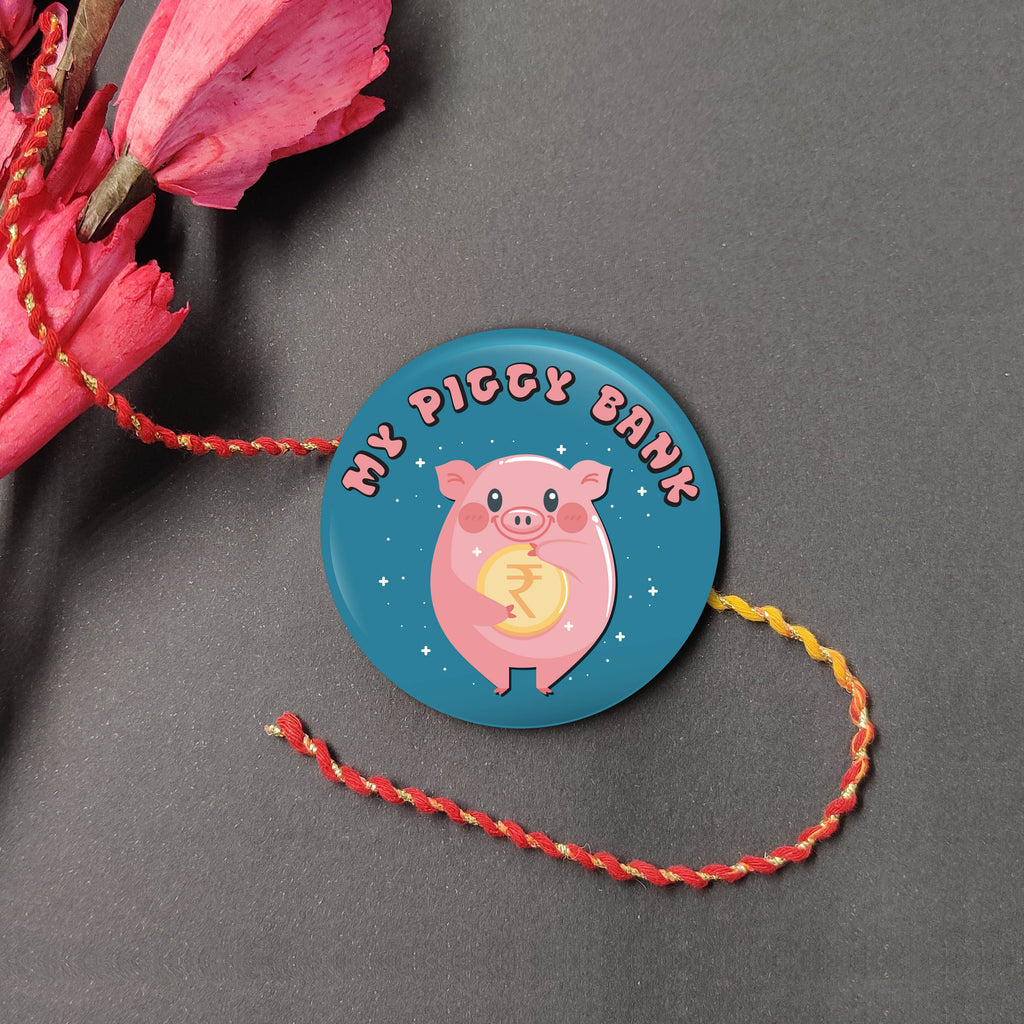 Indianvibez My Piggy Bank Metal Rakhi with Fridge Magnet - Kids Rakhi