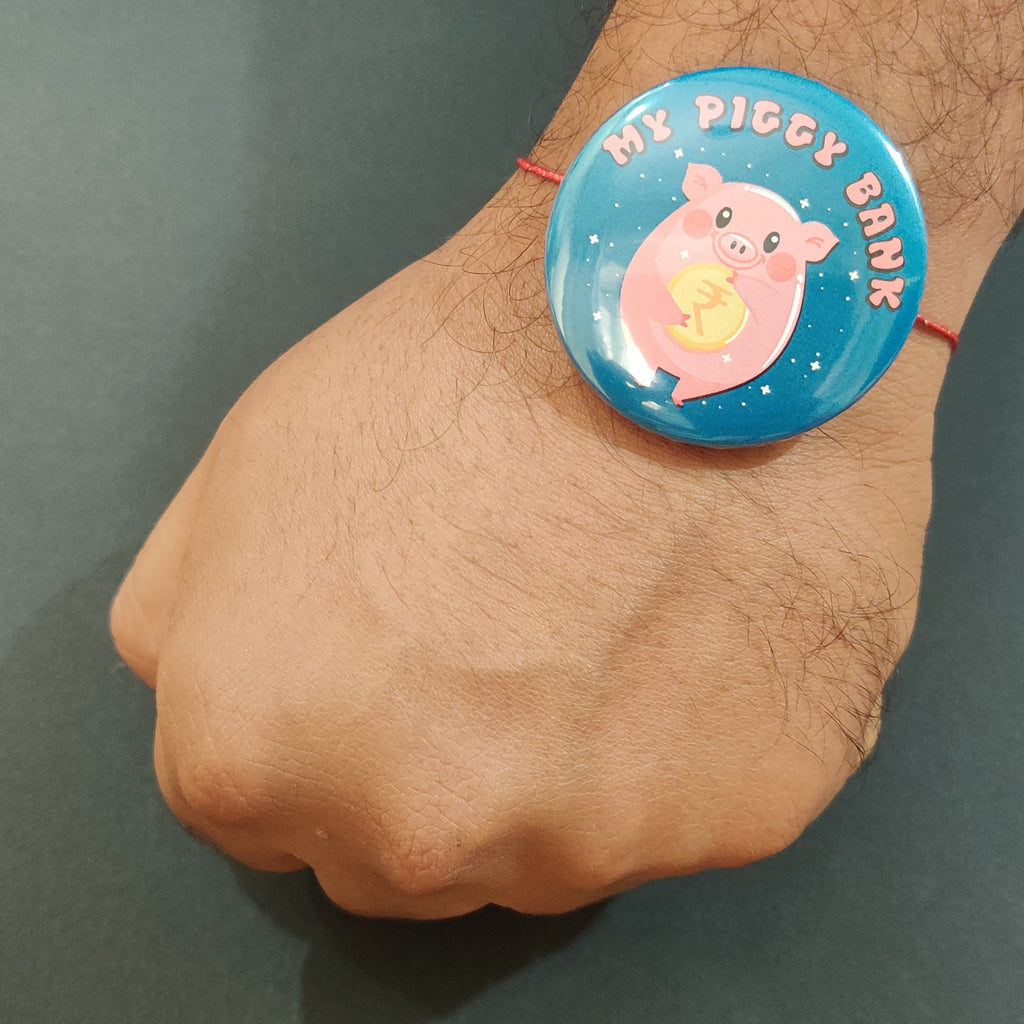 Indianvibez My Piggy Bank Metal Rakhi with Fridge Magnet - Kids Rakhi