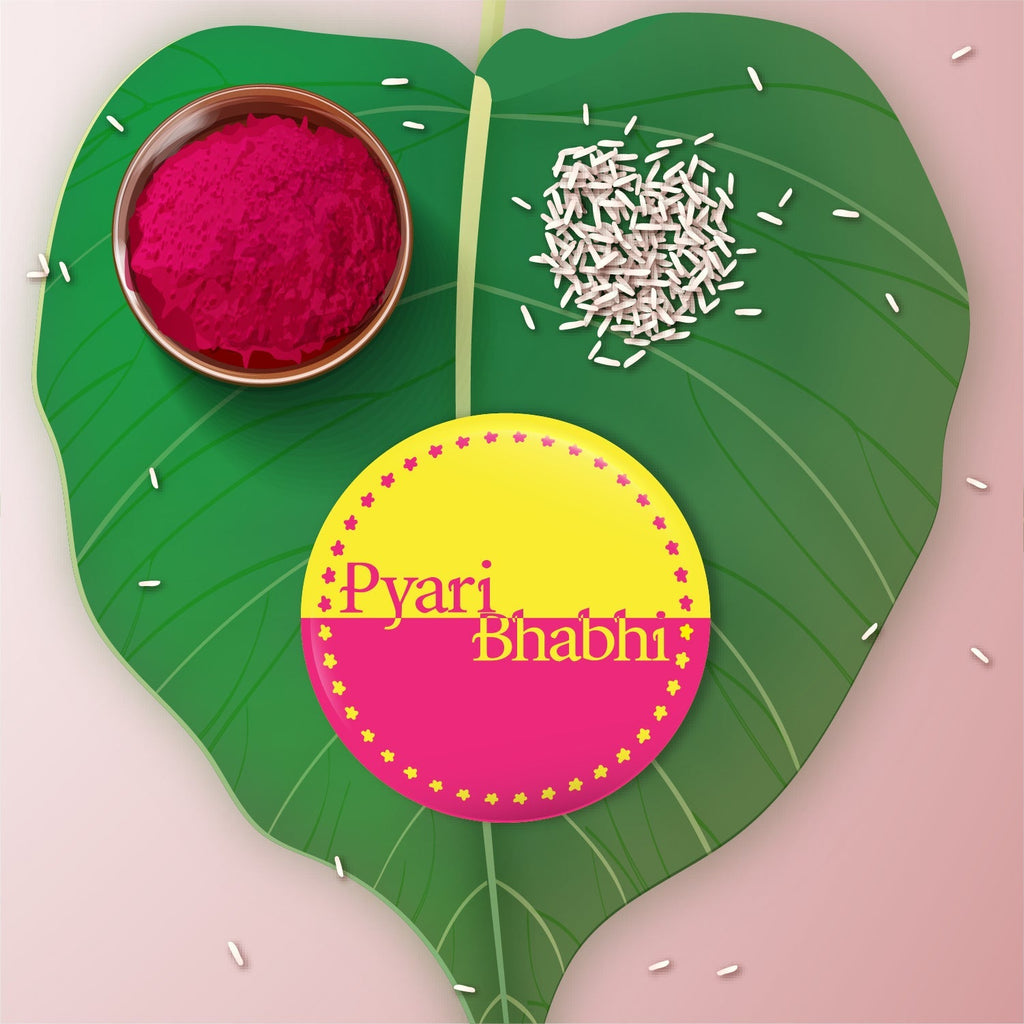 Indianvibez Pyari Bhabhi Metal Rakhi/Lumba with Fridge Magnet - Kids Rakhi