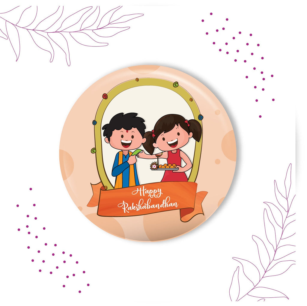 Indianvibez Happy Raksha Bandhan Metal Rakhi with Fridge Magnet - Kids Rakhi