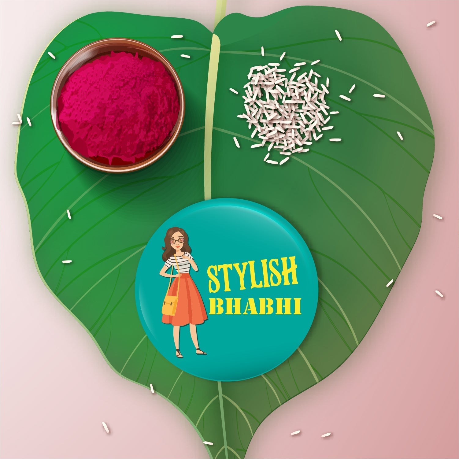 Indianvibez Stylish Bhabhi Metal Rakhi/Lumba with Fridge Magnet - Kids Rakhi