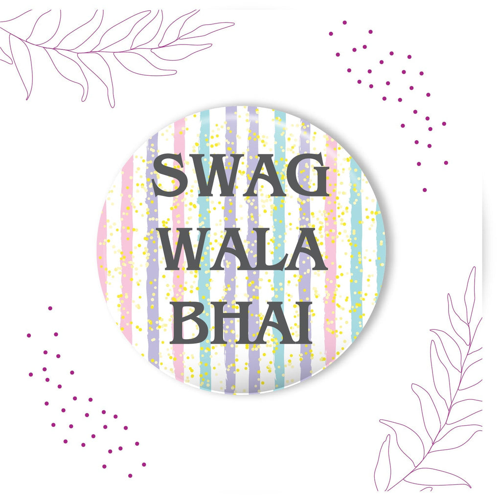 Indianvibez Swag Wala Bhai Metal Rakhi with Fridge Magnet - Kids Rakhi