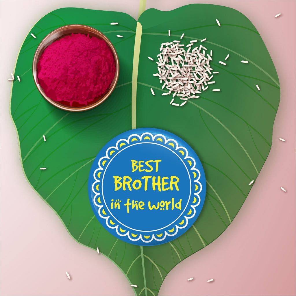 Indianvibez World Best Brother Metal Rakhi with Fridge Magnet - Kids Rakhi