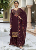 Vegaa Fashion Violet Georgette Embroidery Designer Sharara Suit