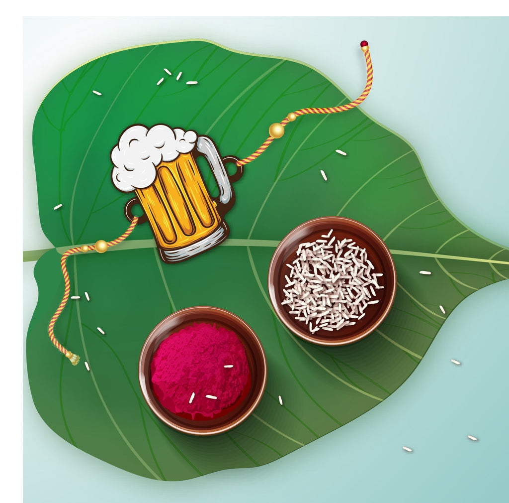Indianvibez Wooden Beer Rakhi |Food Rakhi for Brother with Swag - Kids Rakhi