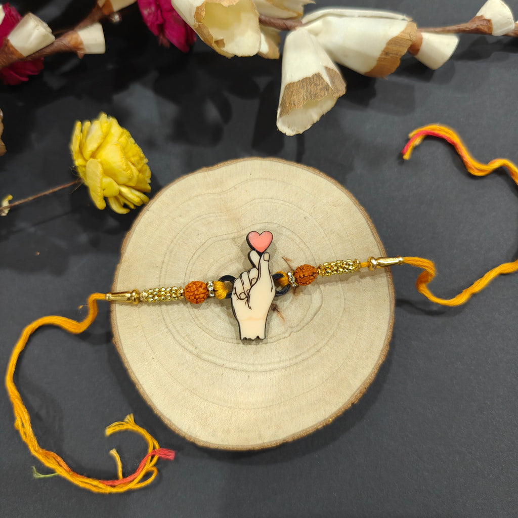 Indianvibez Korean Heart Wooden Rakhi, K-Pop Style Rakhi for Brother - Kids Rakhi