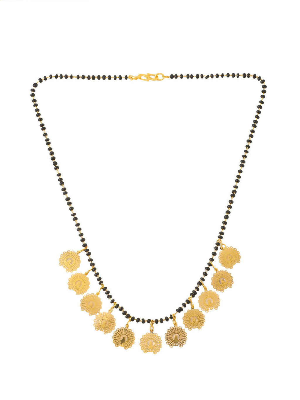NVR Women Ethnic Gold-Polished Beaded Mangalsutra