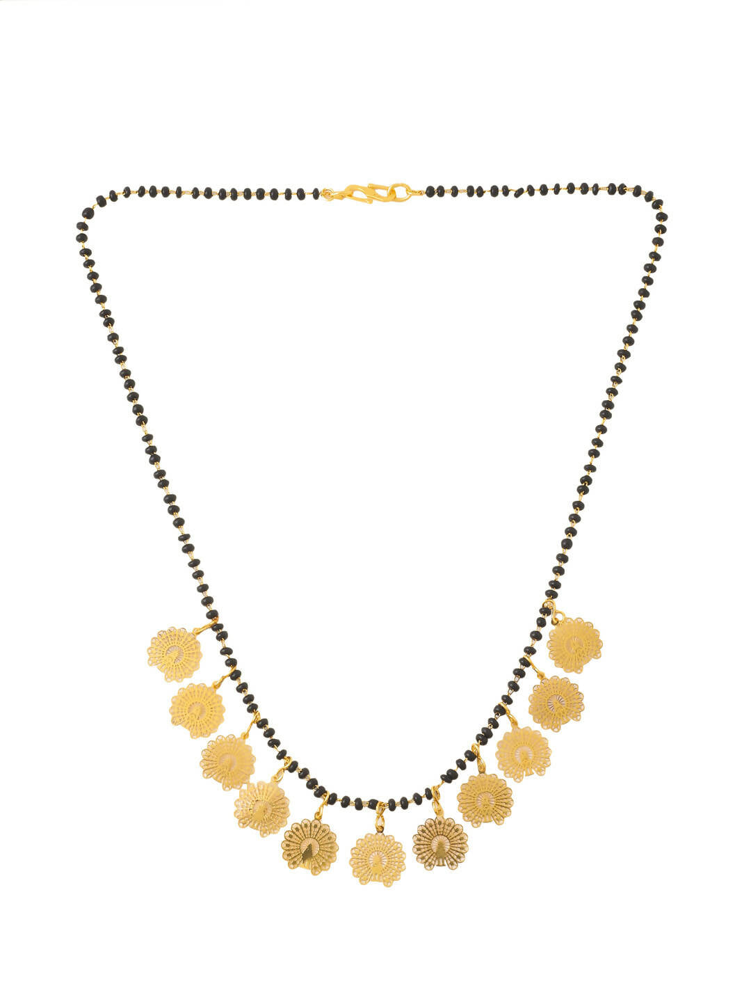 NVR Women Ethnic Gold-Polished Beaded Mangalsutra
