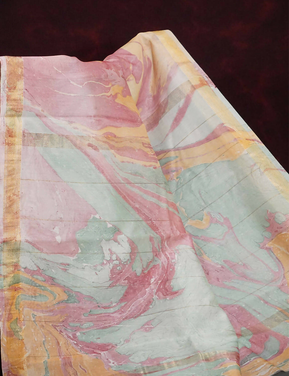 Shades Of Peach And Off White Printed Chanderi Saree For Regular/Office Wear By Gayathri Reddy Designer Studio
