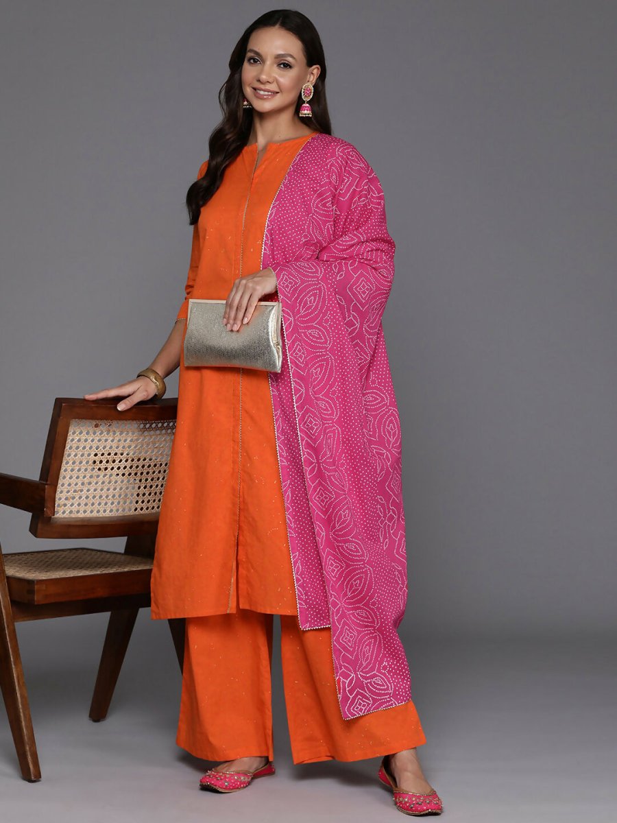 Ahalyaa Women's Traditional wear Kurta Set - Orange