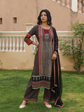Juniper Women's Black Ethnic Motif Printed Rayon Kurta Palazzo And Dupatta With Mirror & Thread Work