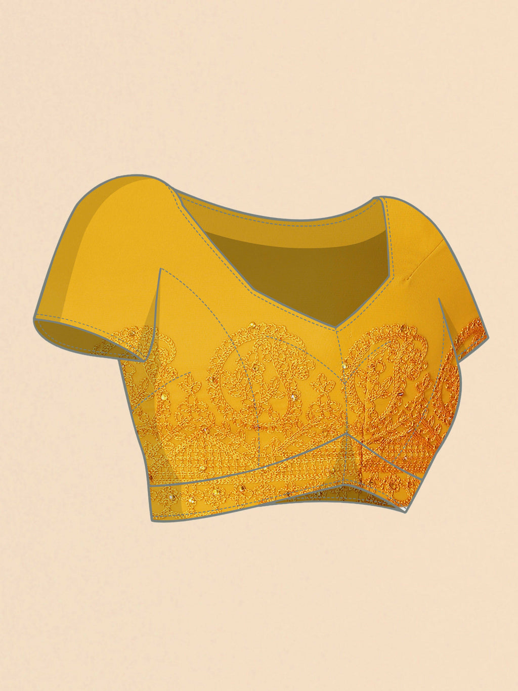 Mustard Georgette Embroidered and Stone Work Saree with Unstitched Blouse Piece - Roozal
