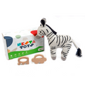 Nesta Toys Newborn Gift Set - Zebra Plush Toy, Wooden Elephant & Car Teether