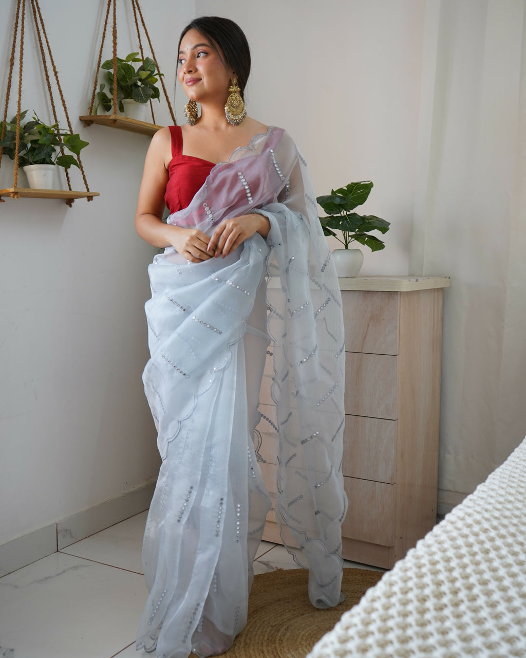 Vamsee Vika 9Mm Sky Organza Saree
