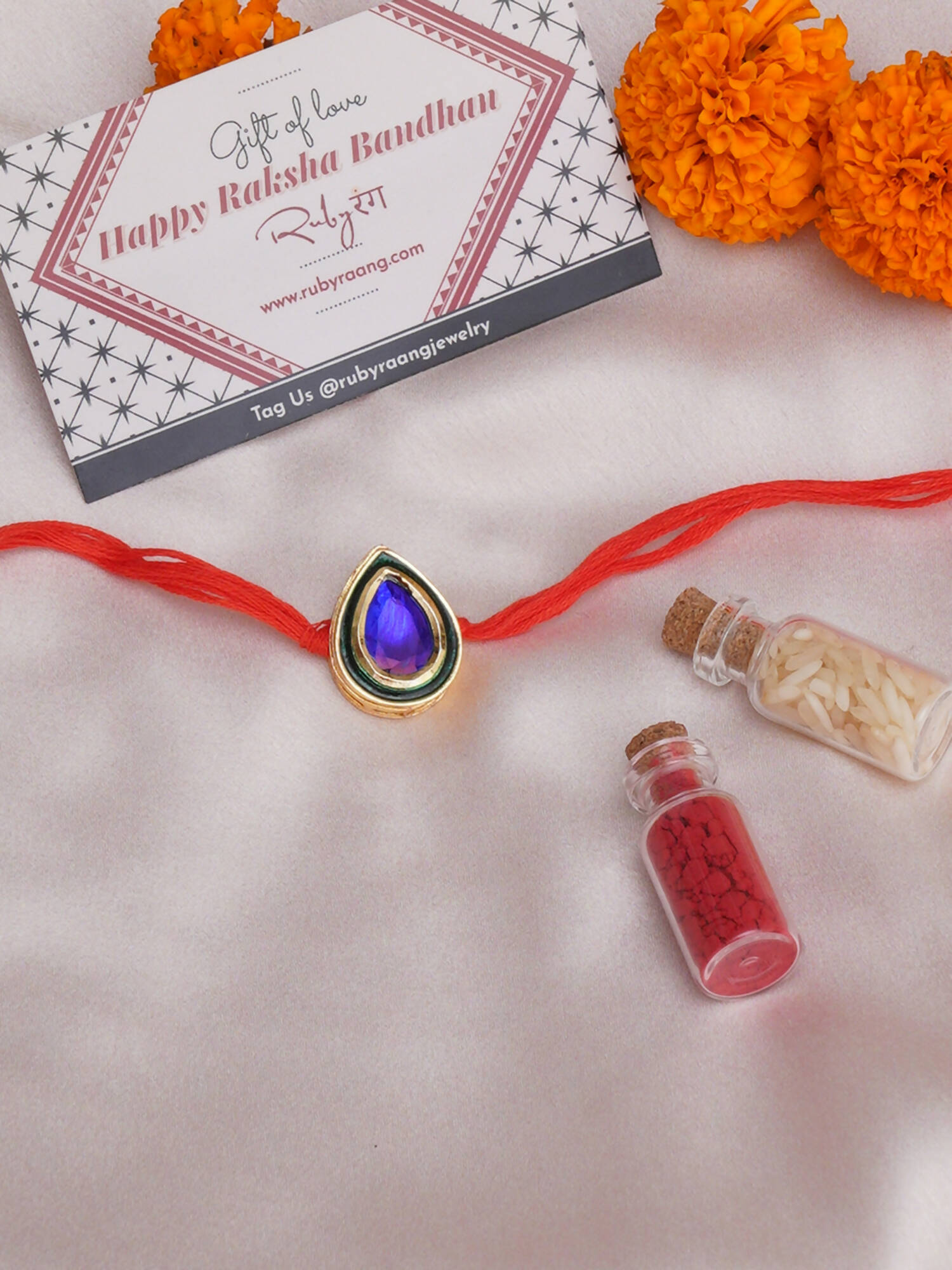 Designer kundan Rakhi - Ruby Raang