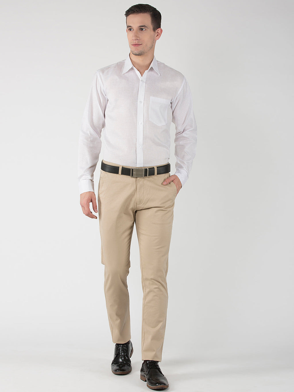 RIAG White Men's Full Sleeves White Shirt