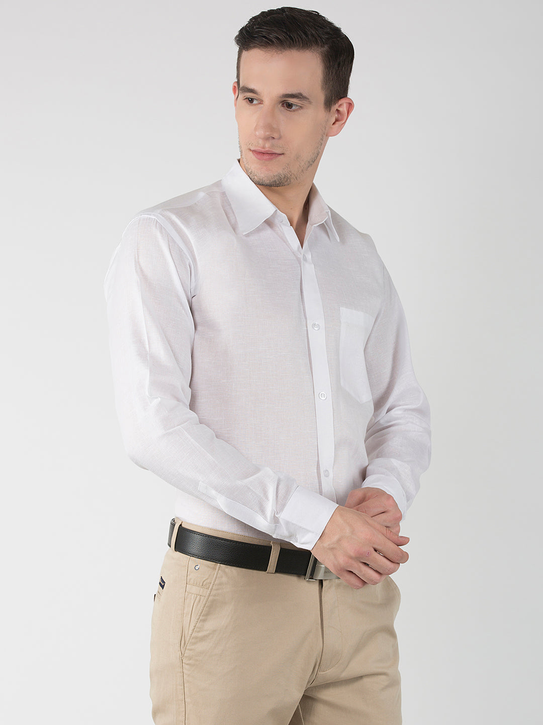 RIAG White Men's Full Sleeves White Shirt