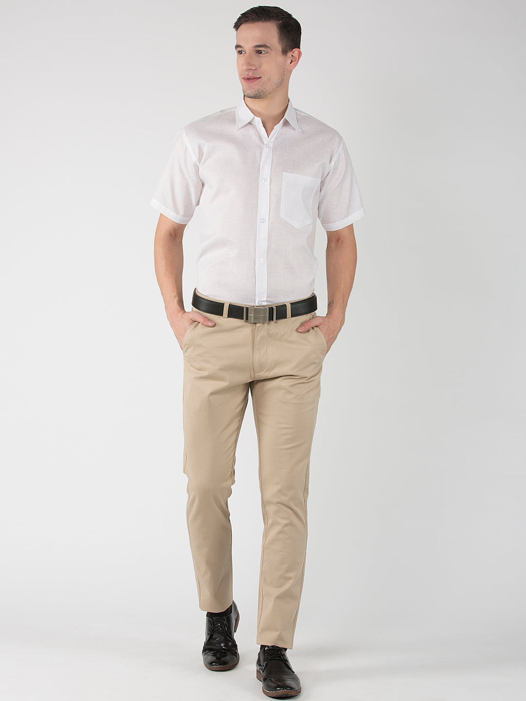RIAG White Men's Half Sleeves White Shirt